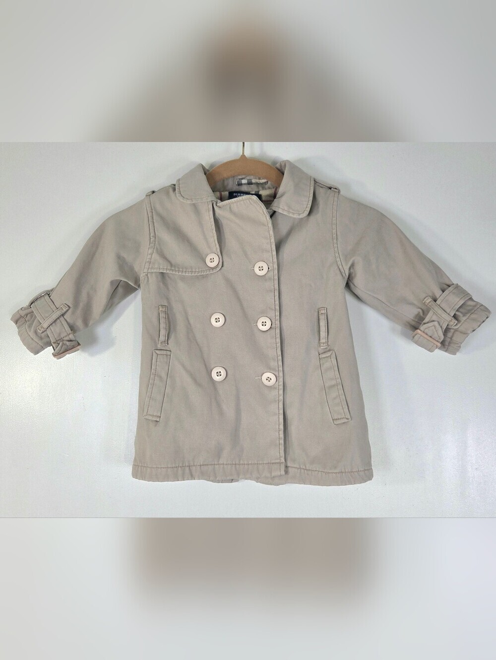 VINTAGE BURBERRY LONDON NOVA CHECK CHILDREN TRENCH COAT.